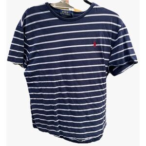 Ralph Lauren Polo Tee Sz M Blue with White Stripes